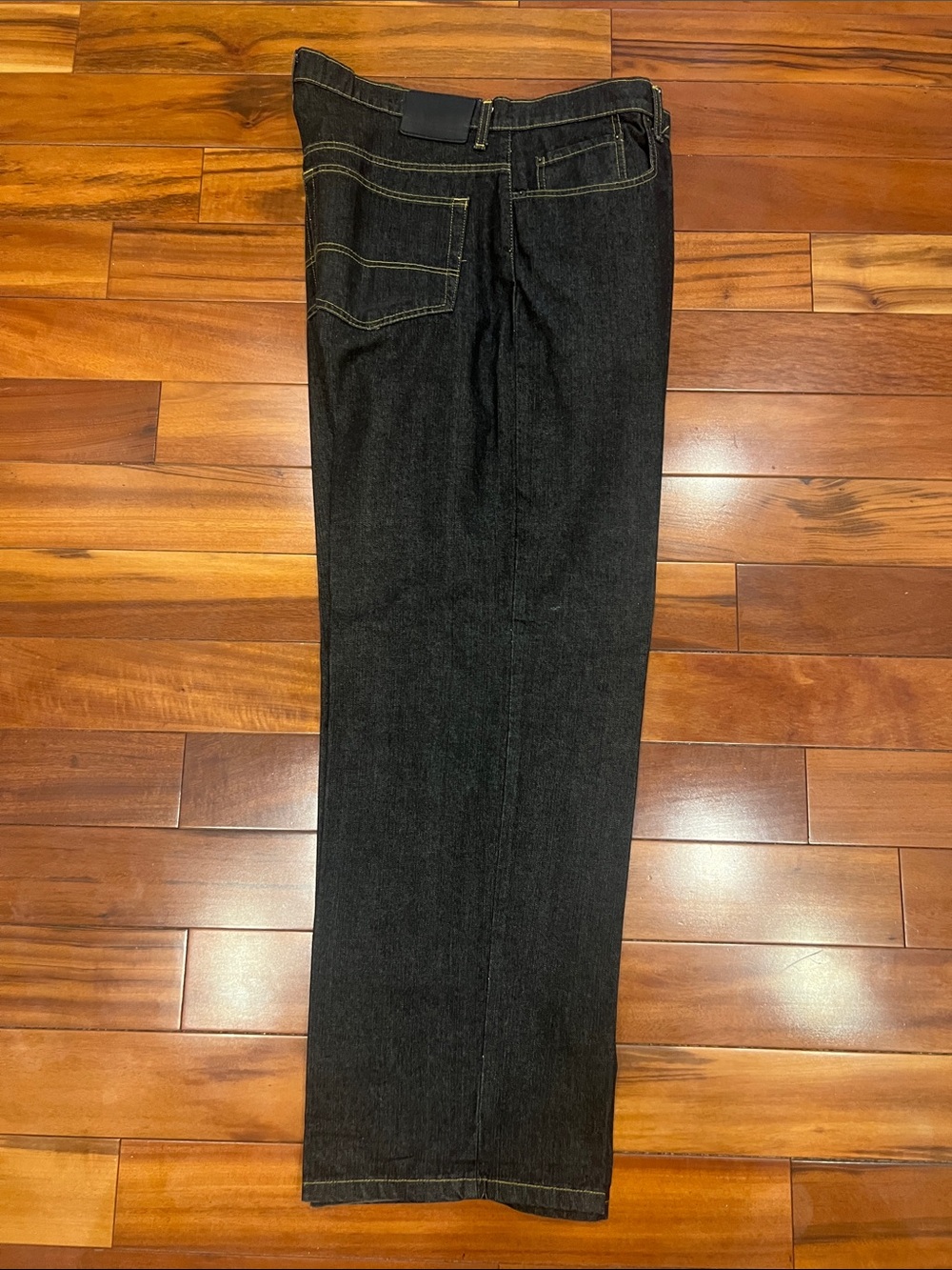 Vintage Jean Co by Ralph Straight Black Denim Jeans with Gold Stitching